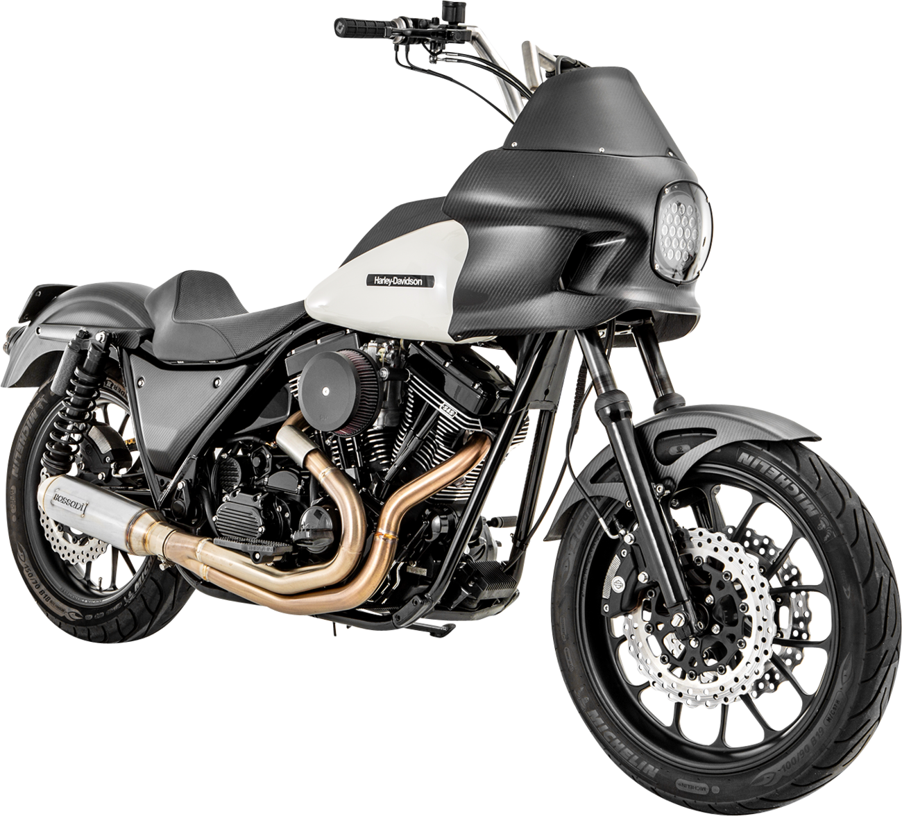 BASSANI XHAUST 2-into-1 stainless steel exhaust system with 4-inch muffler for super bikes, model 1FXR3SS.