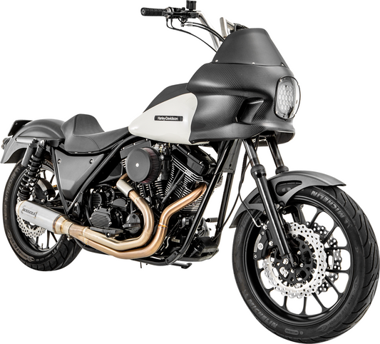 BASSANI XHAUST 2-into-1 stainless steel exhaust system with 4-inch muffler for super bikes, model 1FXR3SS.