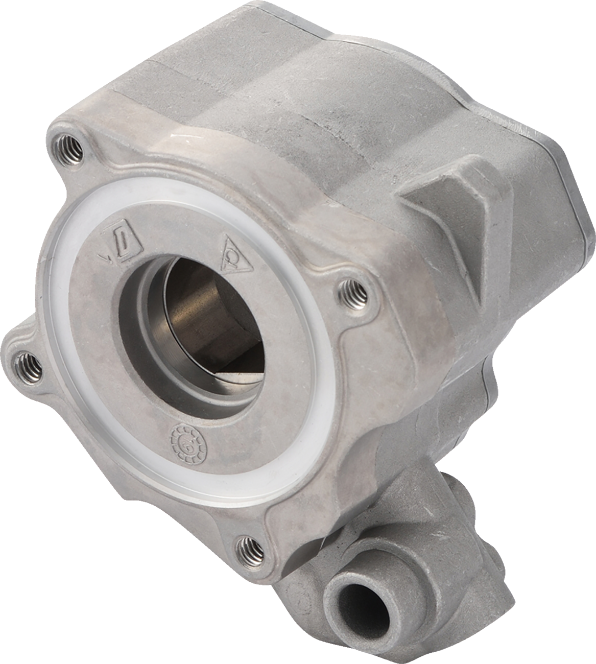 High volume oil pump for M8 Harley Davidson models by Drag Specialties, part #81080, showing the pump with detailed components.
