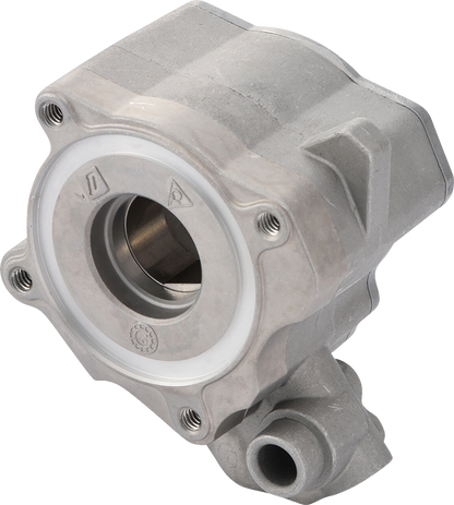 High volume oil pump for M8 Harley Davidson models by Drag Specialties, part #81080, showing the pump with detailed components.