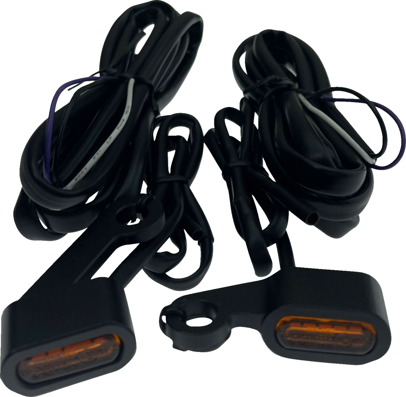 Drag Specialties marker lights for Harley-Davidson XL models, LED indicators with clear lenses and black mounting bases.