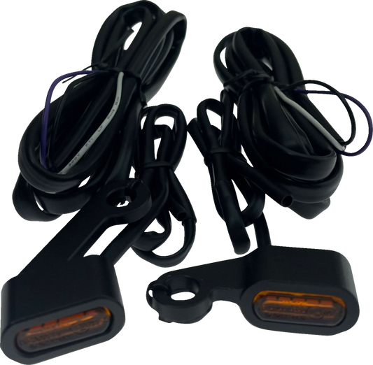 Drag Specialties marker lights for Harley-Davidson XL models, LED indicators with clear lenses and black mounting bases.
