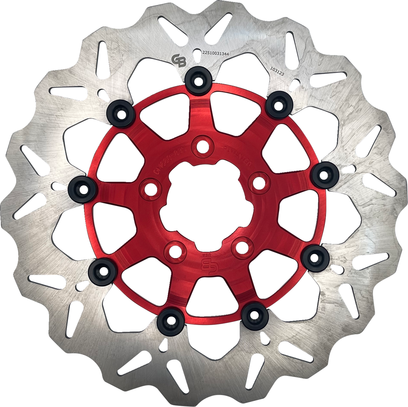 GBRAKES front red brake rotor DF680CW-R for enhanced vehicle braking performance, shown in a detailed close-up image