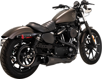 VANCE & HINES 47328 2-into-1 Upsweep PCX™ exhaust system in stainless steel and black finish for motorcycles.
