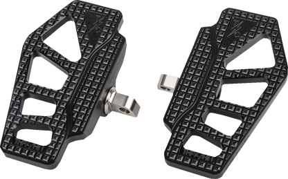 Black THRASHIN SUPPLY CO. Apex Mini Floorboards for drivers, featuring a sturdy design and textured surface for grip.