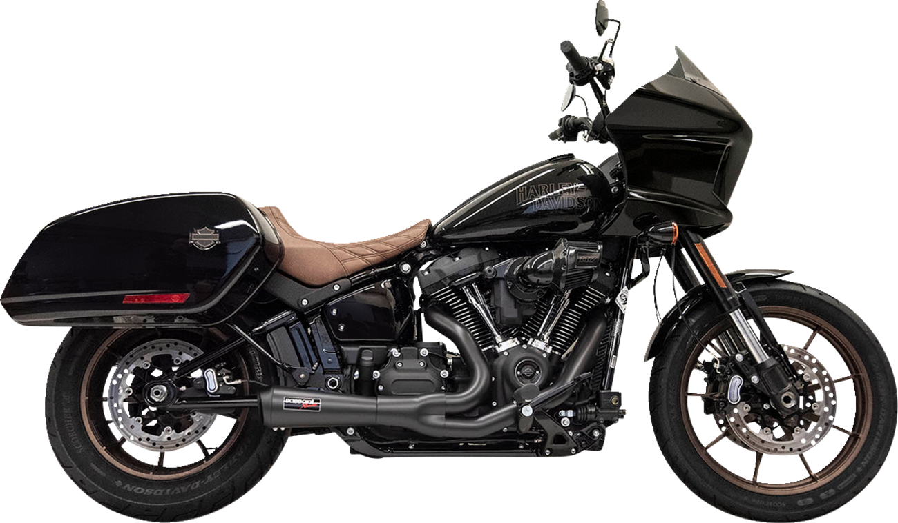 Bassani Xhaust The Ripper Short Road Rage exhaust system in black, showcasing the sleek, polished muffler and piping.