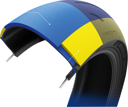 Michelin Power GP2 rear motorcycle tire 180/55ZR17 with tread pattern for road and track performance, mounted on wheel.