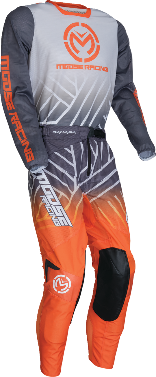 Moose Offroad Sahara Jersey in small gray and orange, lightweight ventilated polyester mesh for off-road riding.