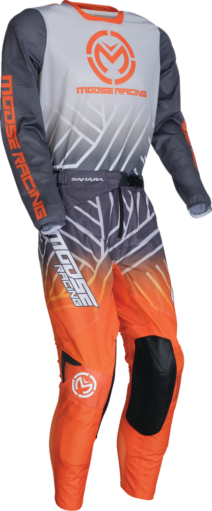 Moose Offroad Sahara Jersey in small gray and orange, lightweight ventilated polyester mesh for off-road riding.