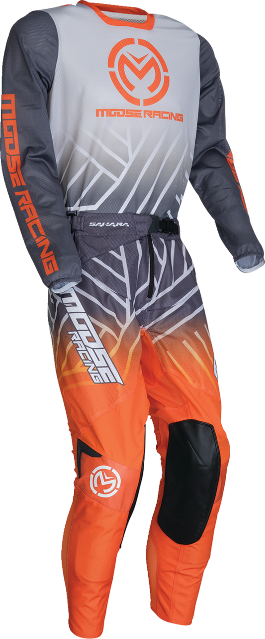 Moose Offroad Sahara Jersey in small gray and orange, lightweight ventilated polyester mesh for off-road riding.
