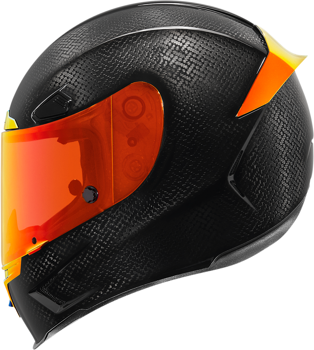 ICON Airframe Pro carbon helmet in red, small size, featuring a sleek aerodynamic design for motorcycle riding safety.
