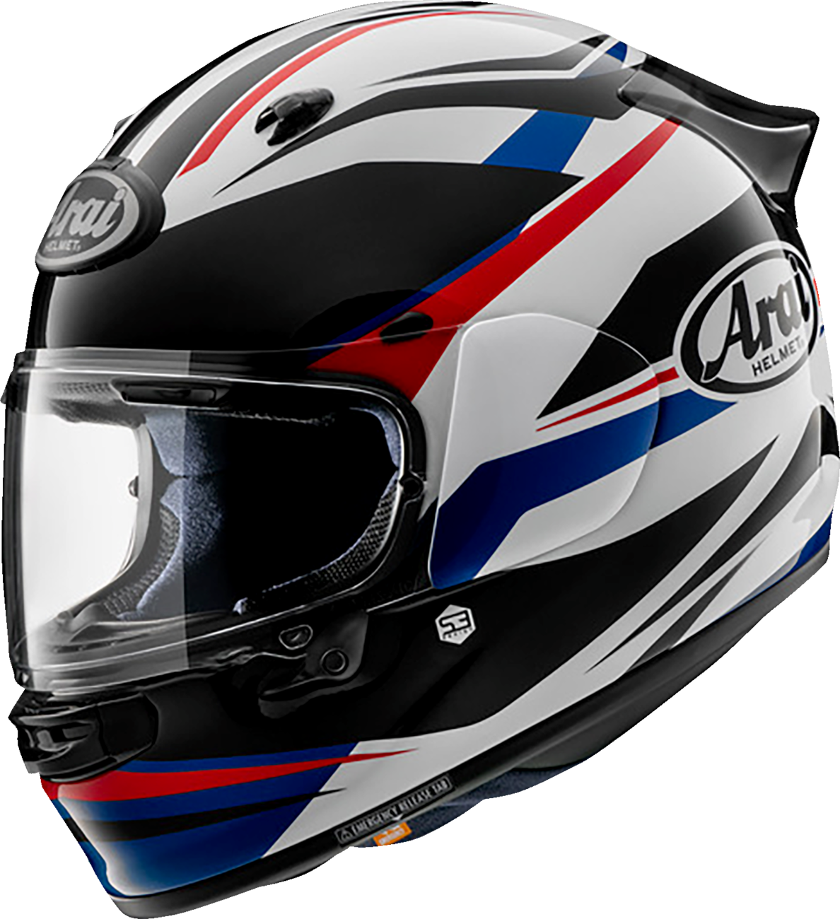 Arai Helmets Quantum-X Ray White motorcycle helmet in XL size, featuring a sleek white design and aerodynamic shape.