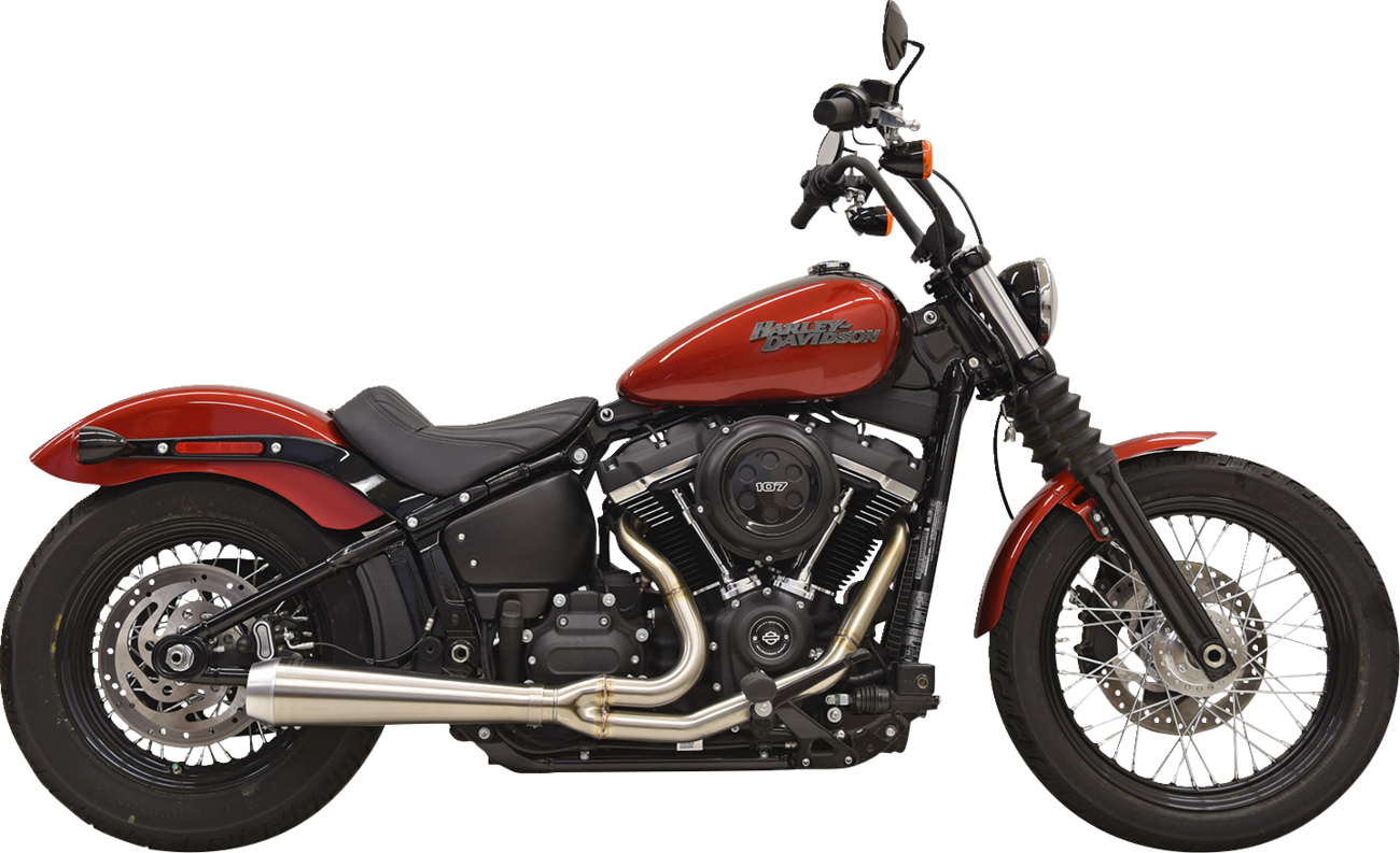BASSANI XHAUST Road Rage III 2-into-1 motorcycle exhaust system in stainless steel, with visible headers and sleek design.