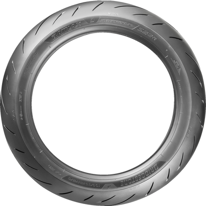 Bridgestone Battlax S23 rear motorcycle tire 200/55ZR17 78W showing tread pattern and sidewall details