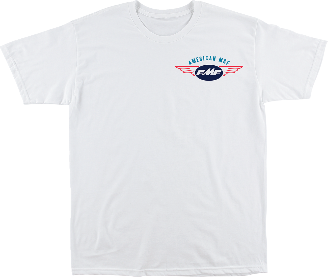 FMF loose white T-shirt in large size, casual fit, soft fabric, front view showing classic style and brand logo.