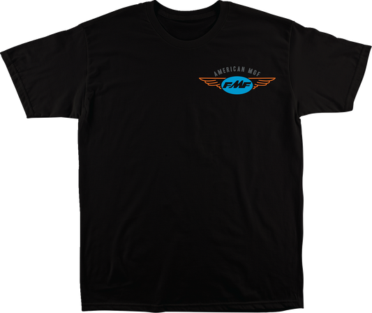 Black FMF loose T-shirt in large size with soft spun cotton and graphic print, casual and comfortable fit.