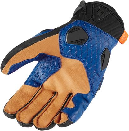 Blue ICON Hypersport™ Short Gloves in 2XL size, with textured palms and sleek design, by Bill's Exhausts.