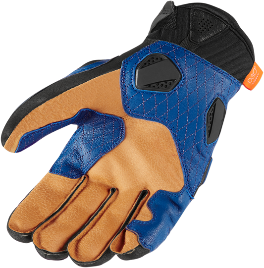 Blue ICON Hypersport™ Short Gloves in 2XL size, with textured palms and sleek design, by Bill's Exhausts.