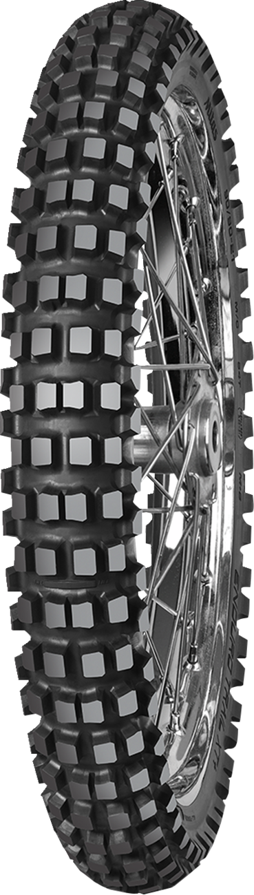 MITAS Enduro Trail-XT+ front motorcycle tire 110/80-19 for adventure and dual sport bikes, with rugged tread pattern visible.