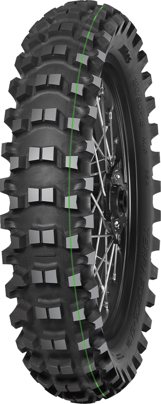 MITAS Terra Force-EX SM super light rear motorcycle tire, 110/100-18, designed for enduro and dual sport riding.