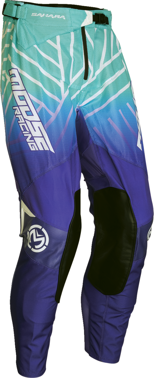 MOOSE OFFROAD Sahara Pants - Purple and Turquoise, US 28 – Durable Motorcycle Riding Pants with Reinforced Knee Panels