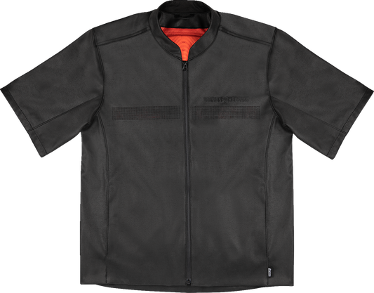 Black ICON Short Track™ motorcycle jacket with short sleeves in size 2XL, featuring protective armor and sporty design.