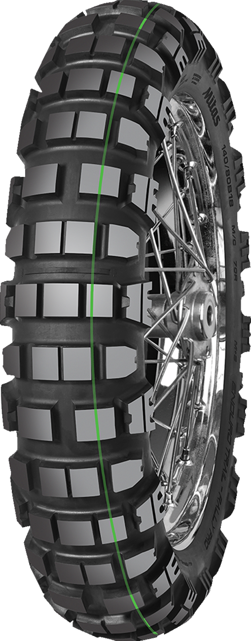 MITAS Enduro Trail-Rally Pro Super Light rear motorcycle tire, 140/80B18, designed for adventure and dual sport riding.