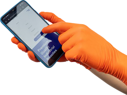Pair of blue Parts Unlimited nitrile gloves in 2XL size, 8.5 mil thickness, 90-pack, shown on a white background.