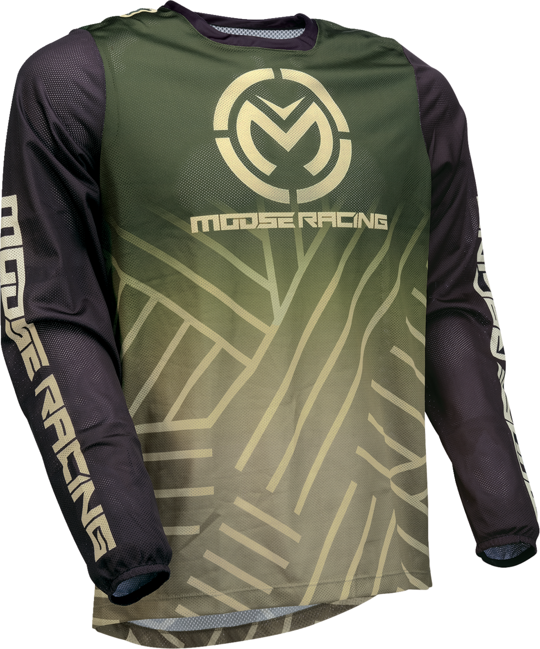 Green and black MOOSE OFFROAD Sahara ATV jersey in large size, designed for performance off-road riding.