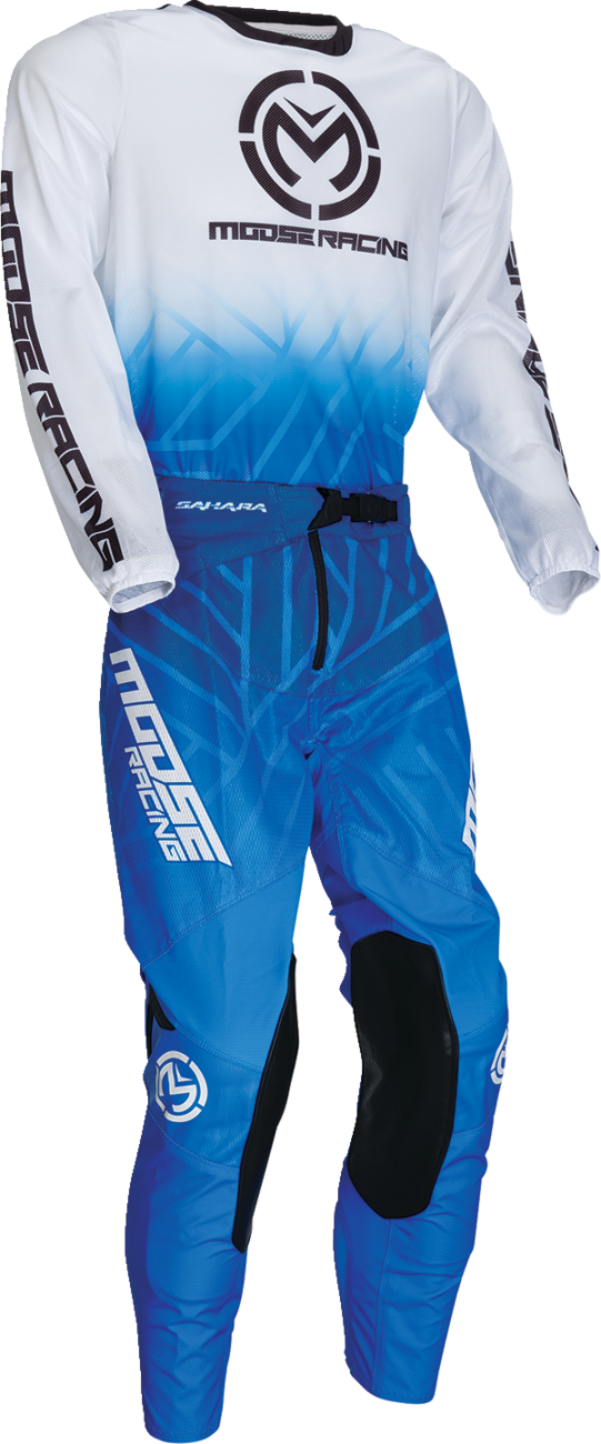 Moose Offroad Sahara Jersey in blue and white, medium size, off-road riding apparel for performance motocross and dirt biking.