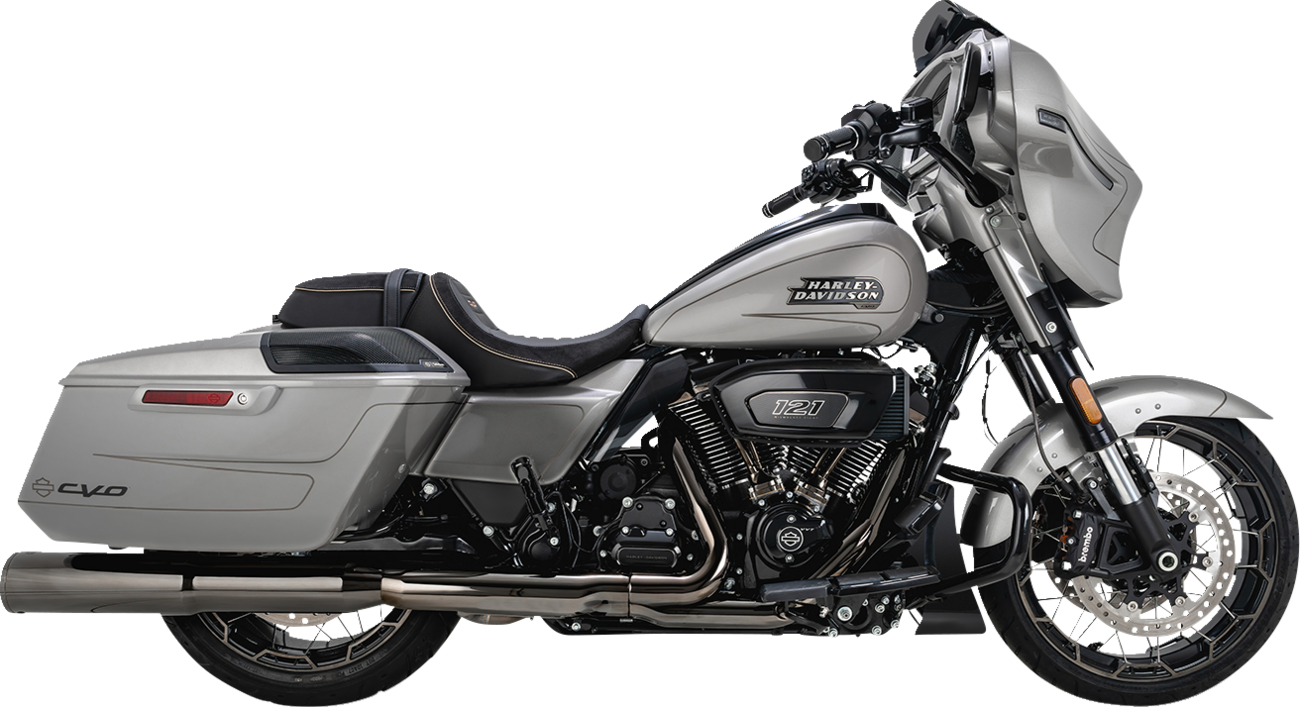 Vance & Hines Hi-Output Slip-On Mufflers in dark chrome with 4.5-inch diameter for high-performance motorcycle exhaust systems.