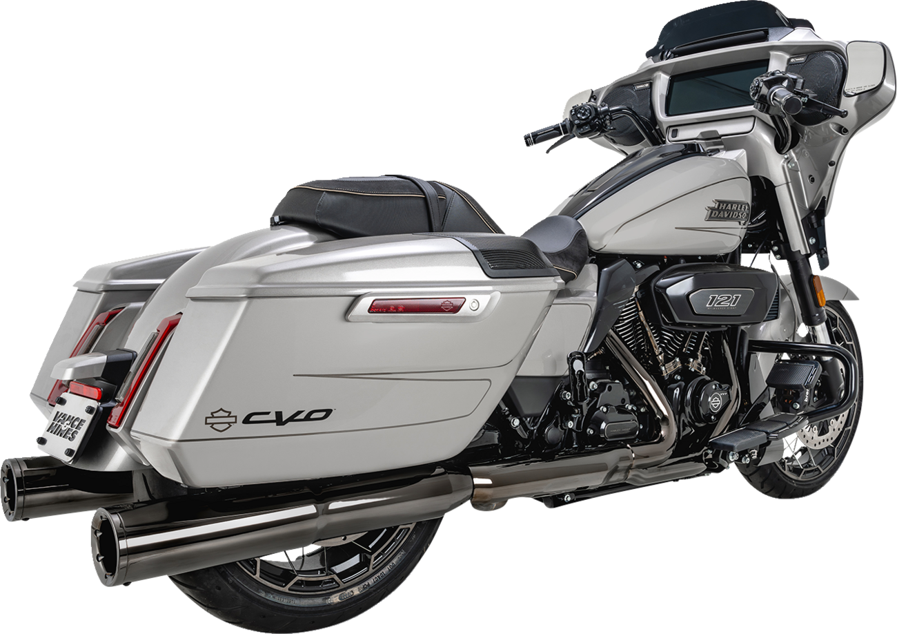 VANCE & HINES Hi-Output Slip-On Mufflers in dark chrome with 4.5-inch diameter for high-performance motorcycle exhaust systems