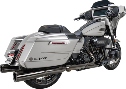VANCE & HINES Hi-Output Slip-On Mufflers in dark chrome with 4.5-inch diameter for high-performance motorcycle exhaust systems
