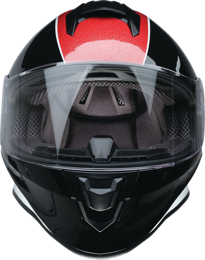 Z1R Youth Warrant 2.0 Snow Helmet in Fresh Pow Red, white, and blue, medium size, with ventilation and adjustable straps.