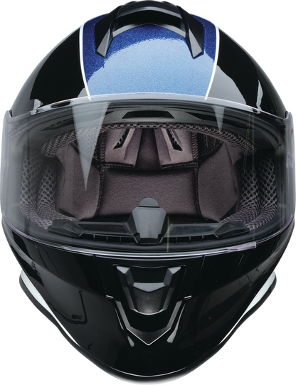Z1R Youth Warrant 2.0 snow helmet in Fresh Pow Purple and Blue, large size, featuring a secure fit and snow protection.
