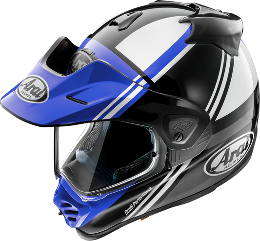 Arai XD-5 Cosmic Blue motorcycle helmet in small size with aerodynamic design and clear visor, part number 0140-0321.