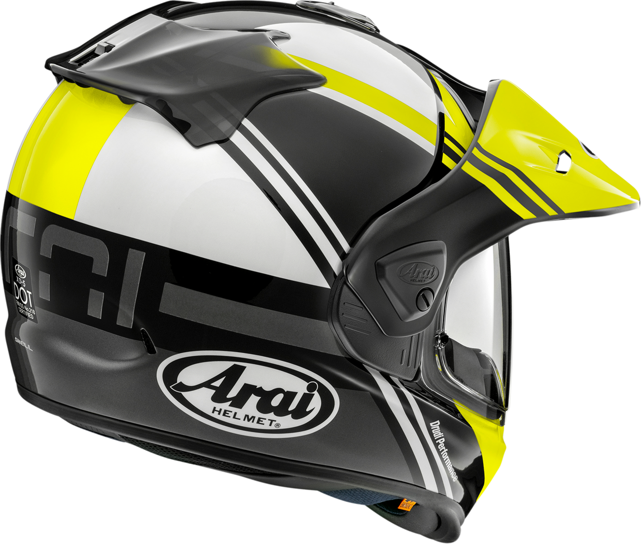 ARAÏ HELMETS XD-5 helmet in cosmic fluorescent yellow, small size, featuring aerodynamic design and secure fit.