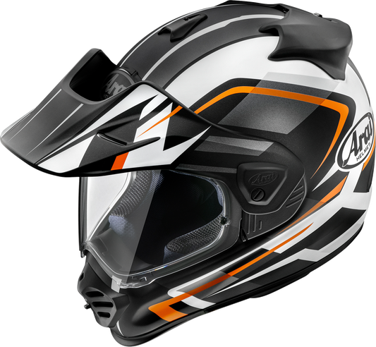 Orange Frost ARAI XD-5 Discovery motorcycle helmet with XL size, featuring a sleek design and ventilation system.