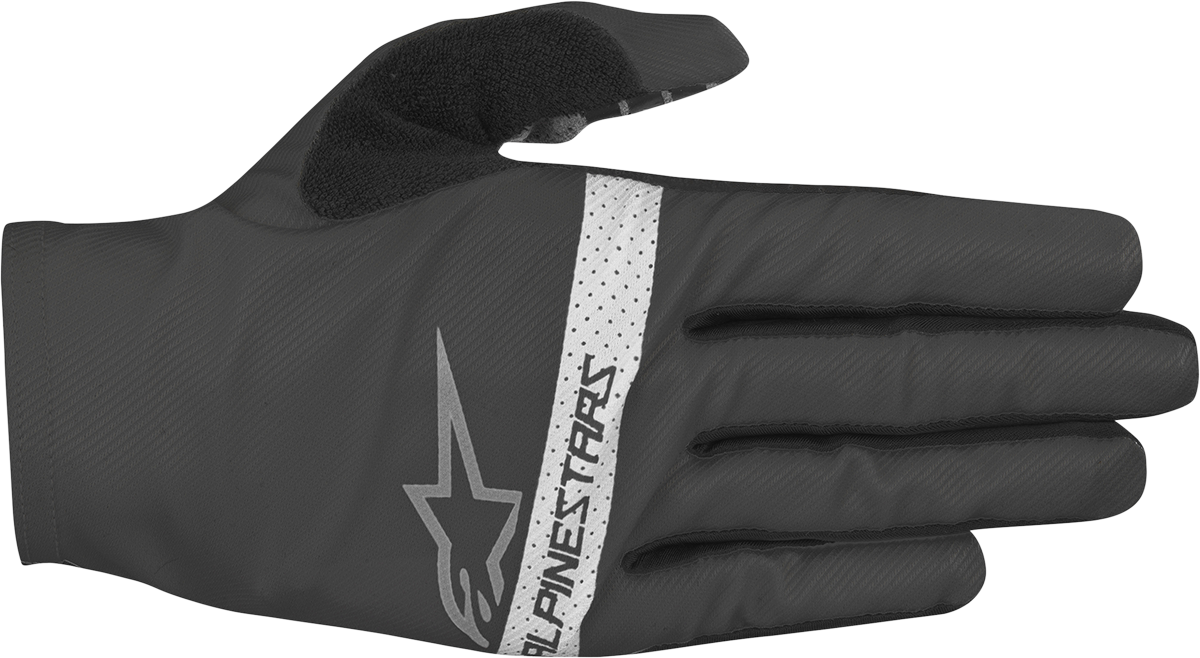 Alpinestars Aspen Pro Lite Black Gloves in Medium size, showcasing lightweight riding gloves with reinforced palms and adjustable wrist straps.