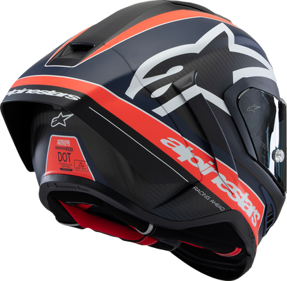 ALPINESTARS, Alpinestars Supertech R10 Helmet - Team Edition, Matte Black/Carbon Red Fluo/Blue, XL (Part Number 8200224-1383-XL)