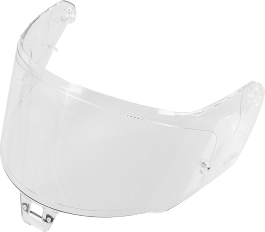 Alpinestars AFHS-01 clear helmet shield for Supertech R10 racing helmets, showing the transparent visor and mounting details.