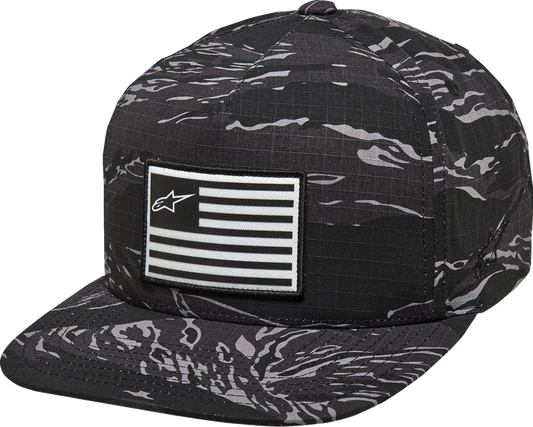 Alpinestars Extol black hat with adjustable strap, lightweight and stylish for casual wear, shown on a plain background.
