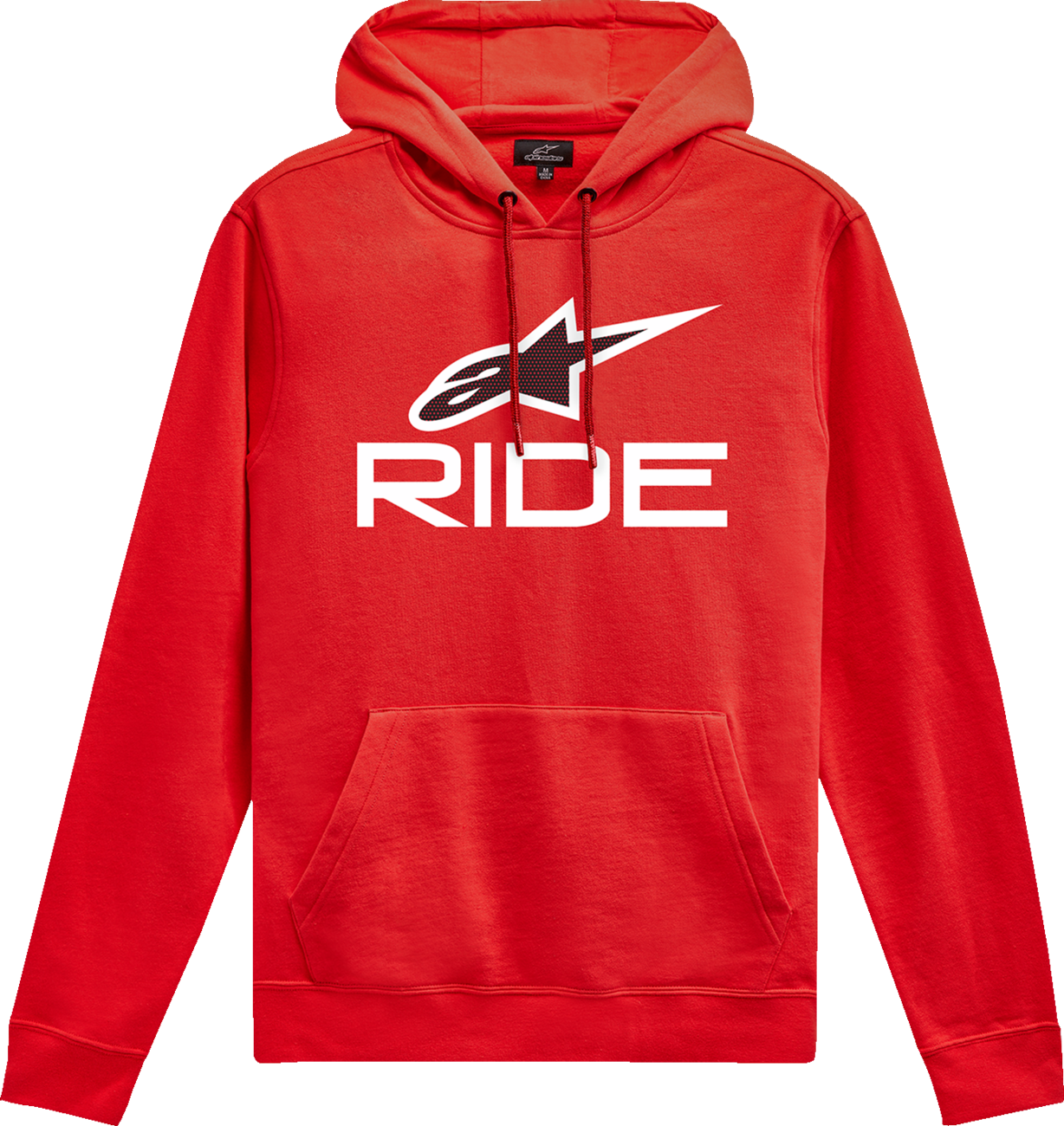 Alpinestars Ride 4.0 Pullover Hoodie in red, white, and black, large size, with a sporty design and logo on the front.