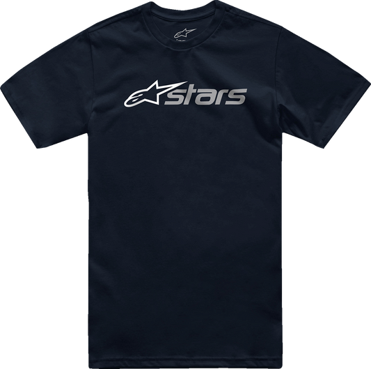 Alpinestars Blaze 2.0 T-Shirt in navy, white, and gray, medium size, featuring the ALPINESTARS logo and stylish design