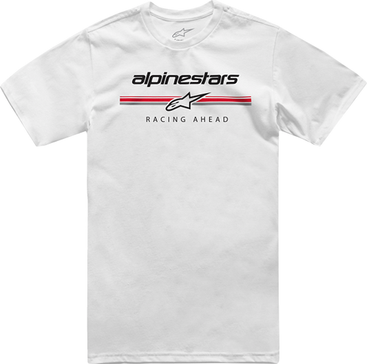 Alpinestars Betteryet T-Shirt in white, XL size, featuring the Alpinestars logo and casual fit on a model.