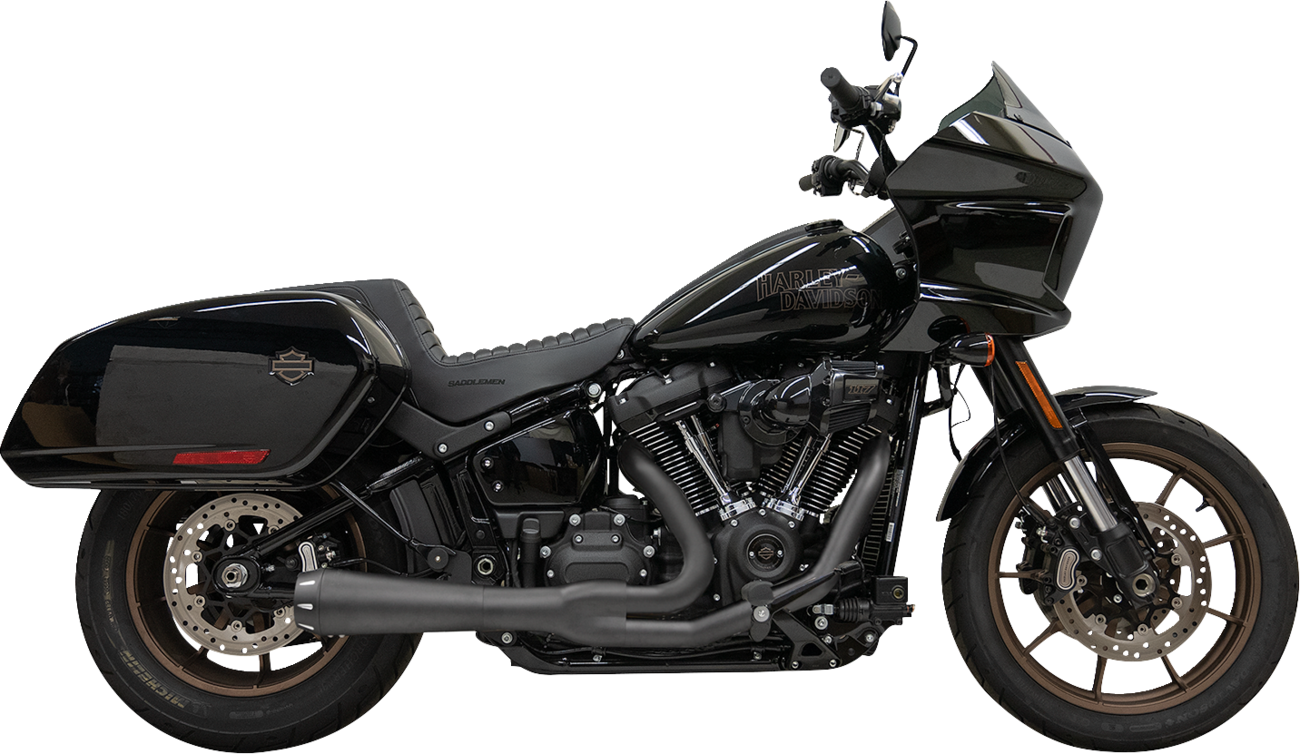 Black Bassani Xhaust Road Rage III 2-into-1 motorcycle exhaust system, part number 1S81RBE, with visible polished tips.
