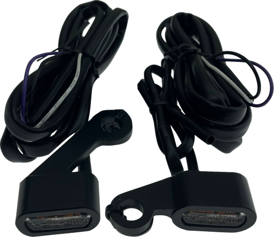 Matte black marker lights with amber lenses for Harley-Davidson XL models 2004-2013, by DRAG SPECIALTIES.