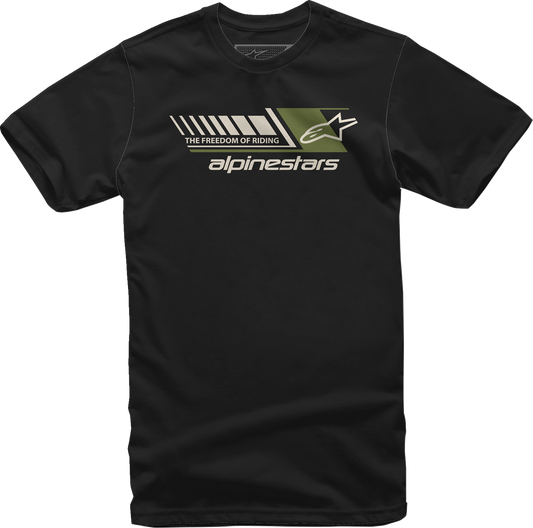 Black ALPINESTARS Solitaire T-Shirt in medium size, featuring the brand’s logo on the front, displayed on a plain background.