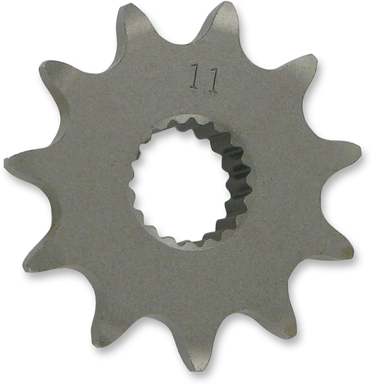Parts Unlimited Polaris 322-1058 11-tooth countershaft sprocket, durable motorcycle part with metallic finish, shown in the image.