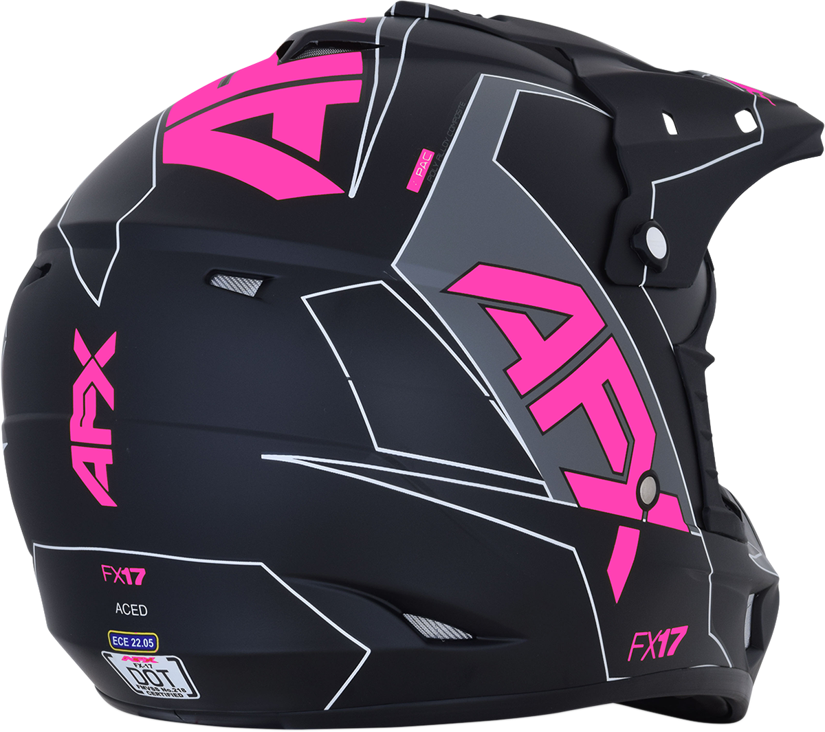 AFEX FX-17 helmet in matte black and pink, XL size, featuring a sleek design with ventilation and adjustable straps.